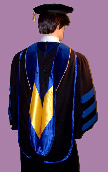 Academic hoods such as doctoral hood by Caps and Gowns Direct