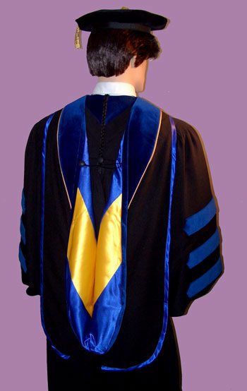 Deluxe Doctoral Graduation Gown Only PHD Velvet Gown with Gold Piping