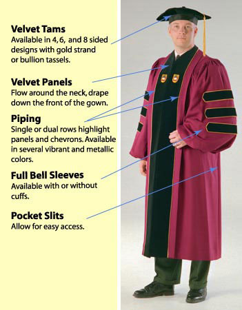 The JD doctoral gown and JD hood by Caps and Gowns Direct